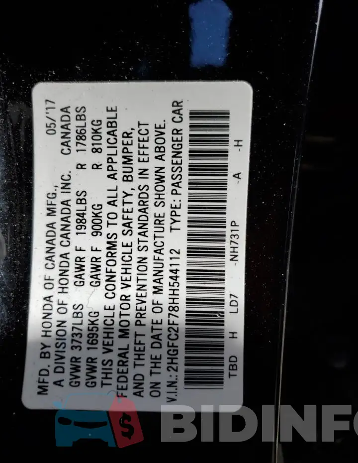 2HGFC2F78HH544112 Photo# 12