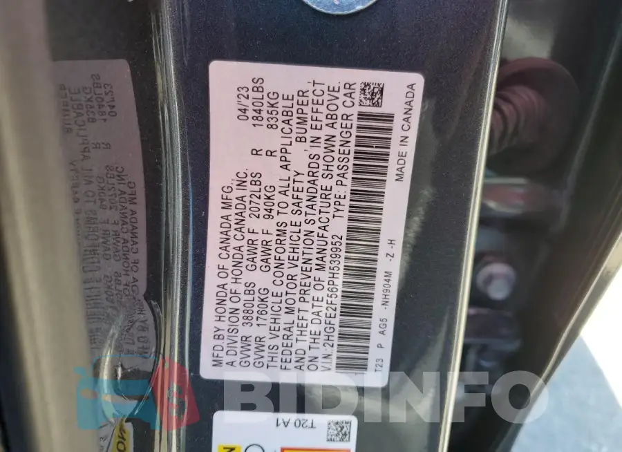 2HGFE2F56PH539952 Photo# 12