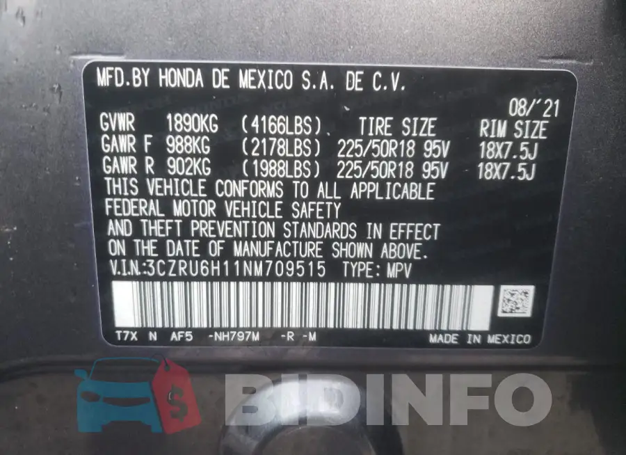 3CZRU6H11NM709515 Photo# 12