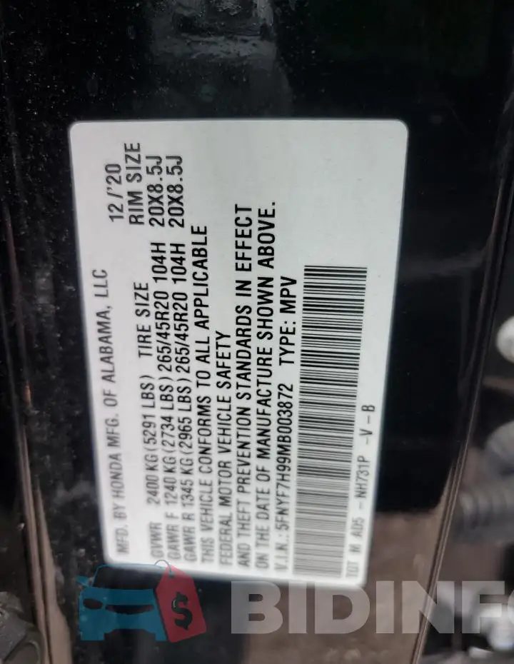 5FNYF7H99MB003872 Photo# 13