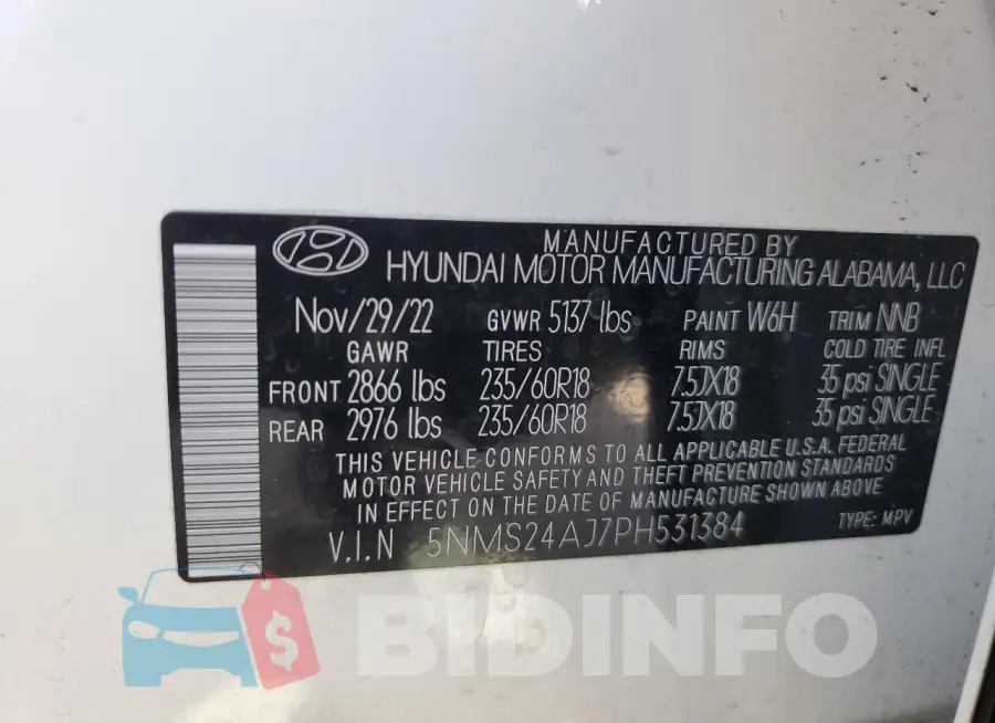5NMS24AJ7PH531384 Photo# 12