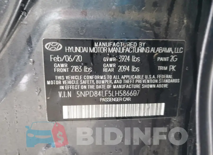 5NPD84LF5LH586607 Photo# 12