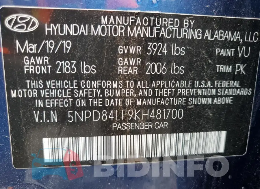 5NPD84LF9KH481700 Photo# 12
