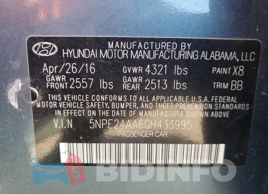 5NPE24AA6GH433995 Photo# 12