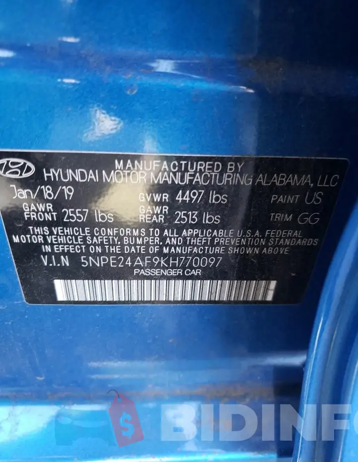 5NPE24AF9KH770097 Photo# 12