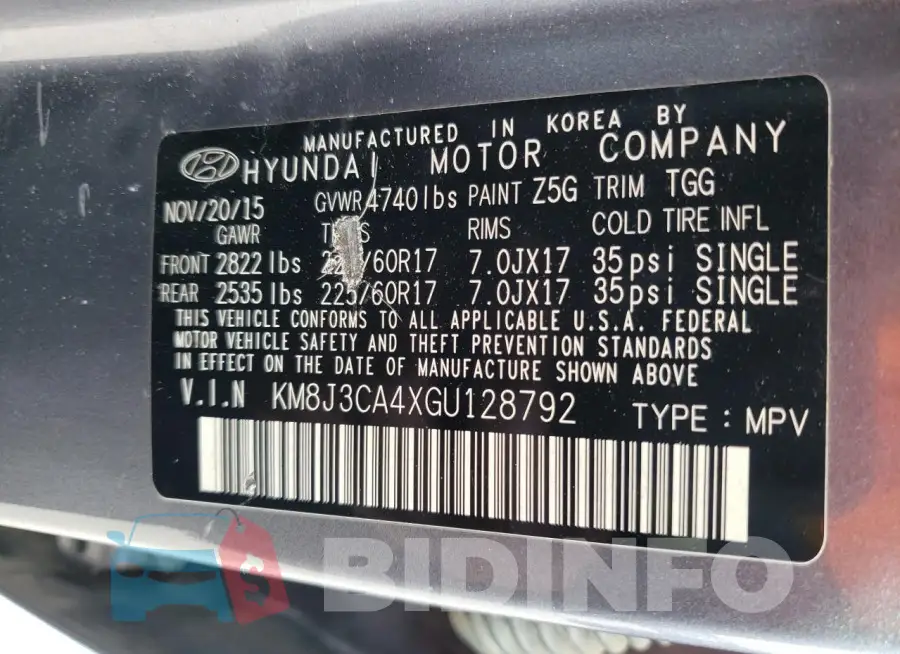 KM8J3CA4XGU128792 Photo# 12