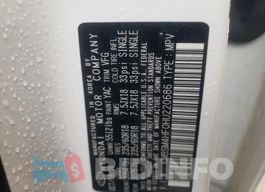 KM8SM4HF0HU220686 Photo# 12