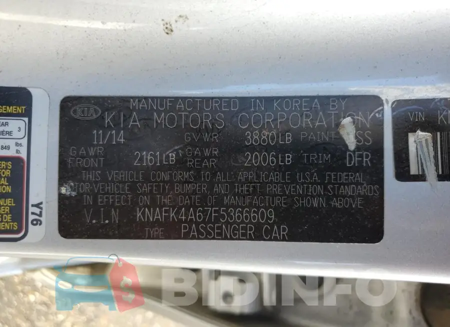 KNAFK4A67F5366609 Photo# 12