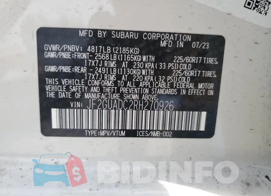 JF2GUADC2RH270926 Photo# 14