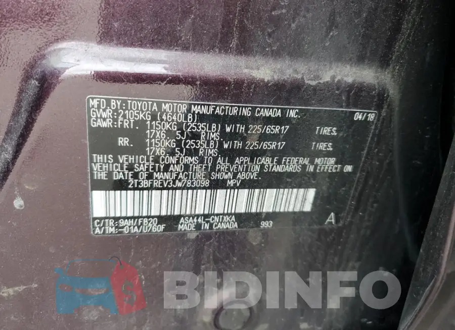 2T3BFREV3JW783098 Photo# 13