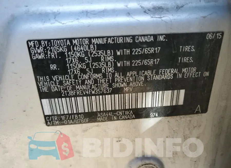 2T3BFREV4FW357637 Photo# 13