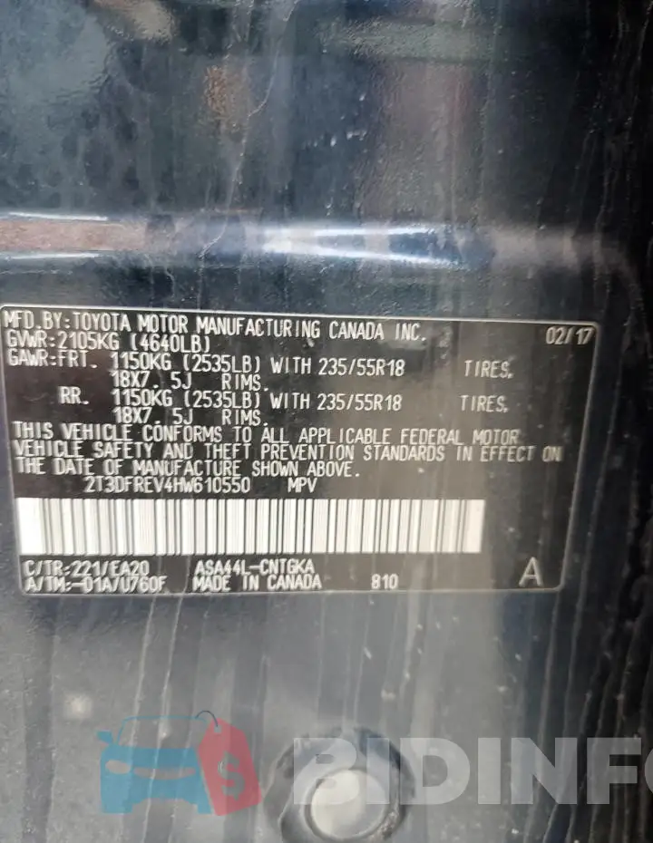2T3DFREV4HW610550 Photo# 13