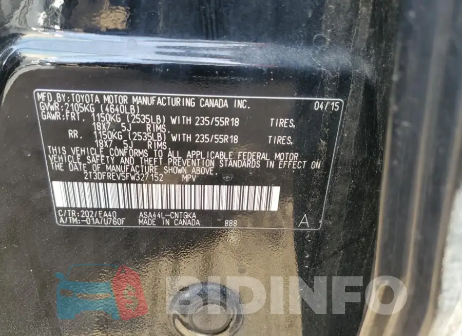 2T3DFREV5FW327152 Photo# 13
