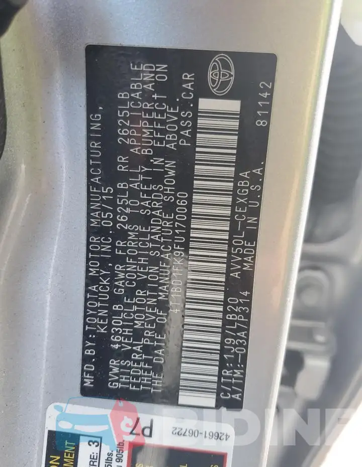 4T1BD1FK9FU170060 Photo# 12