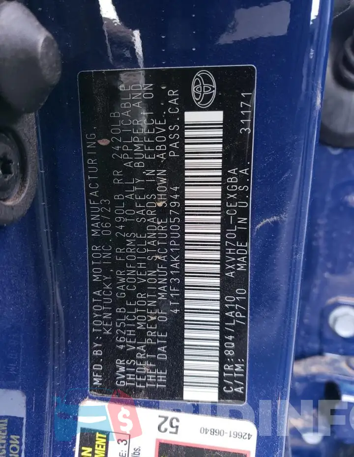 4T1F31AK1PU057944 Photo# 12