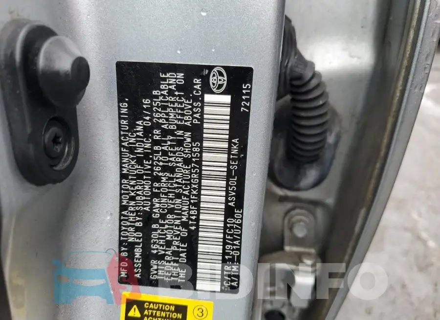 4T4BF1FKXGR571585 Photo# 12