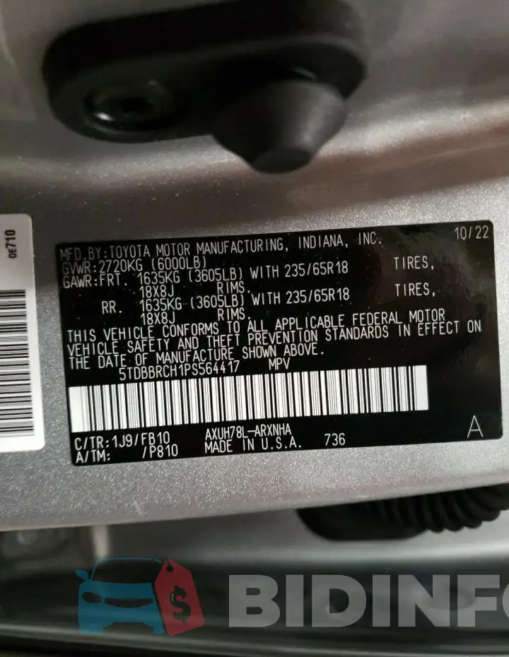 5TDBBRCH1PS564417 Photo# 14
