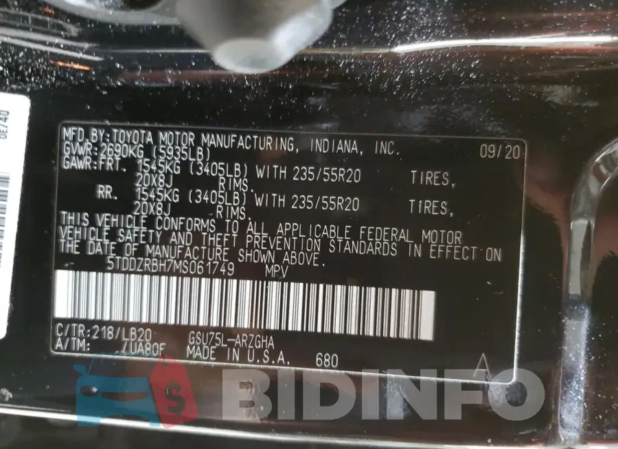 5TDDZRBH7MS061749 Photo# 13