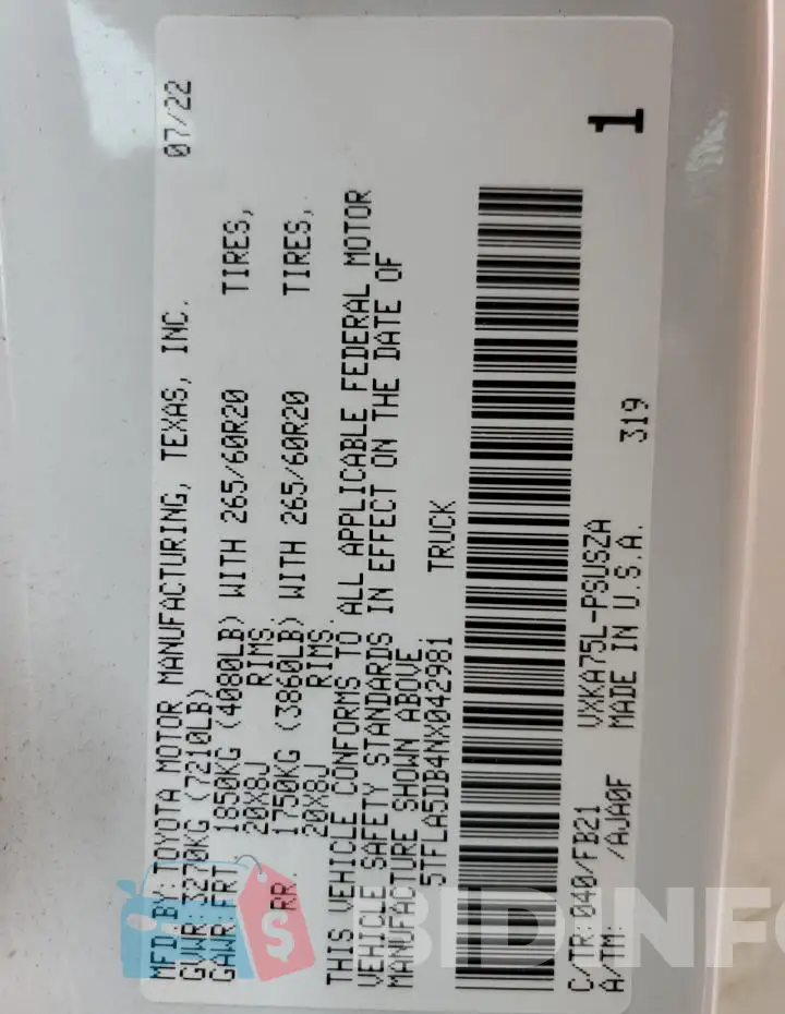 5TFLA5DB4NX042981 Photo# 13