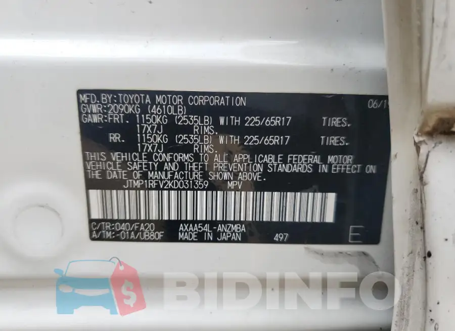 JTMP1RFV2KD031359 Photo# 14