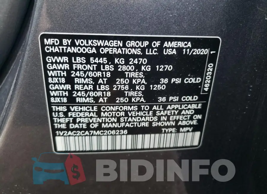 1V2AC2CA7MC206236 Photo# 12