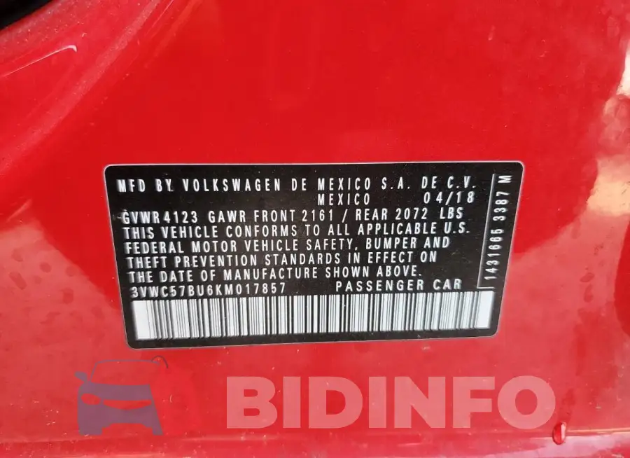 3VWC57BU6KM017857 Photo# 12