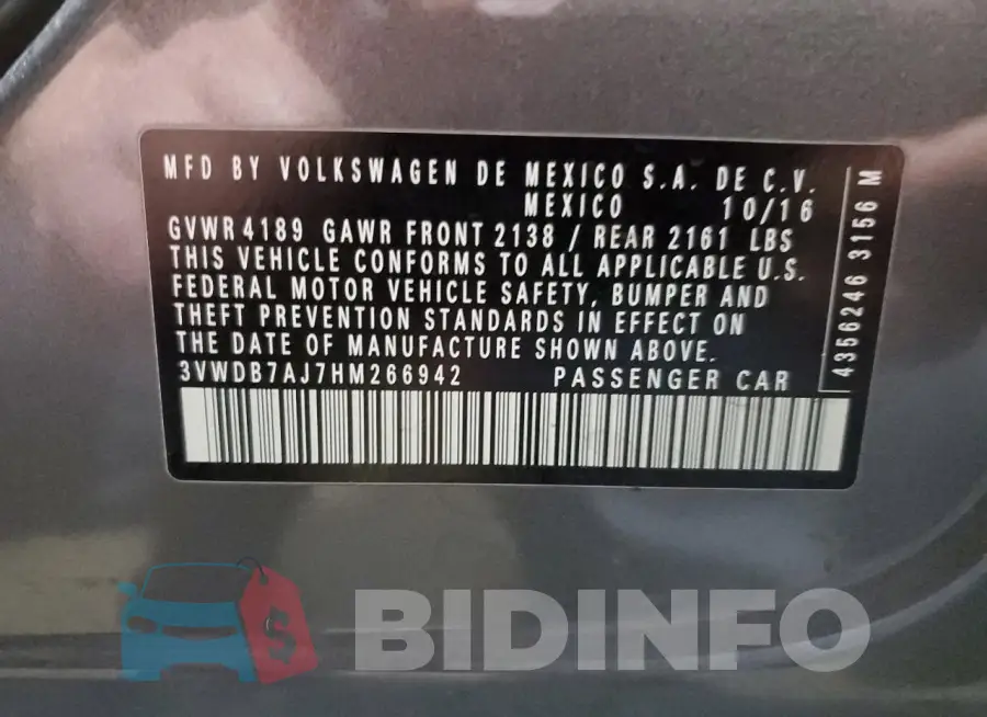 3VWDB7AJ7HM266942 Photo# 12