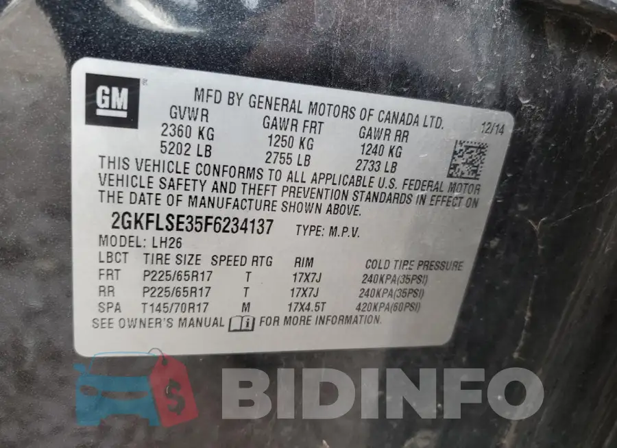 2GKFLSE35F6234137 Photo# 13
