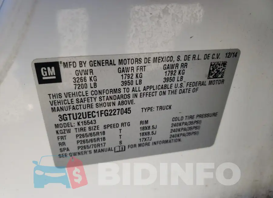 3GTU2UEC1FG227045 Photo# 12