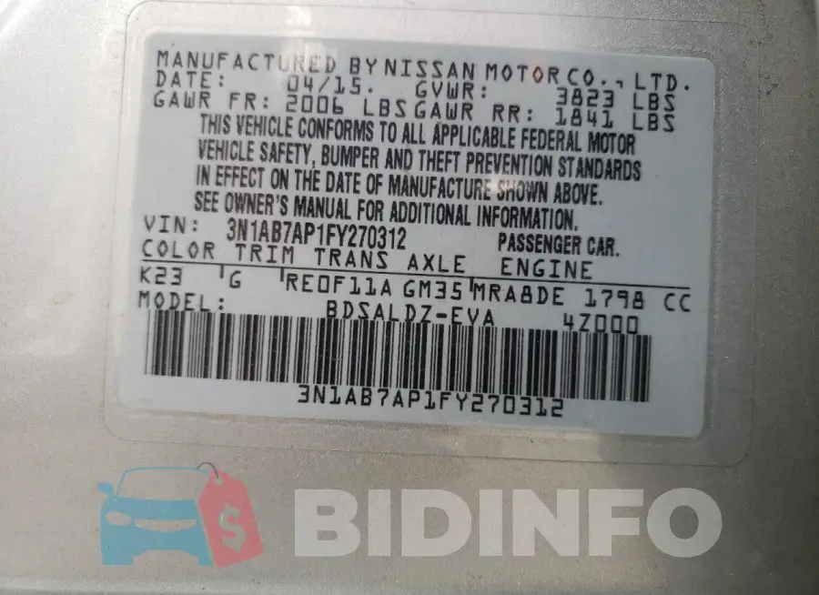3N1AB7AP1FY270312 Photo# 12