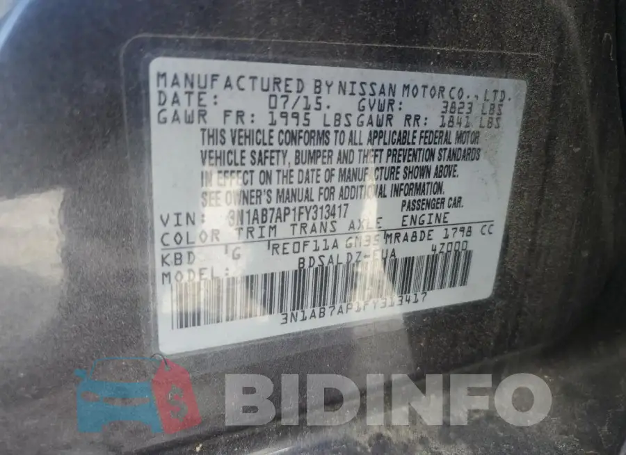 3N1AB7AP1FY313417 Photo# 12