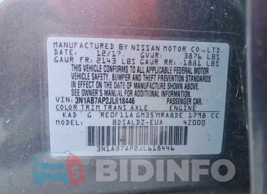 3N1AB7AP2JL618446 Photo# 12