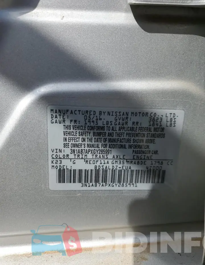 3N1AB7APXGY285991 Photo# 13