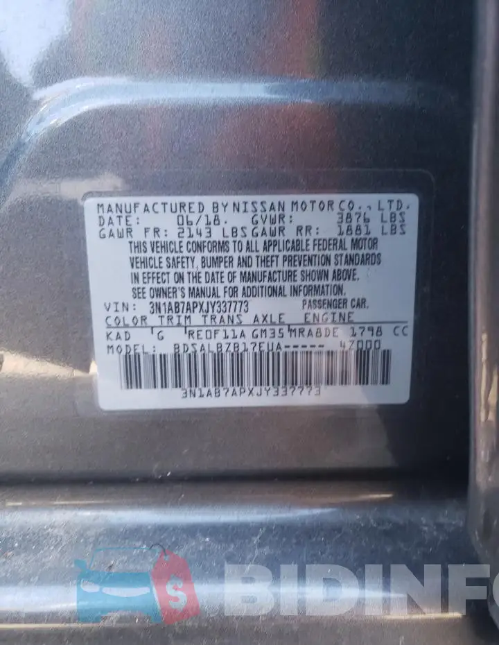 3N1AB7APXJY337773 Photo# 13