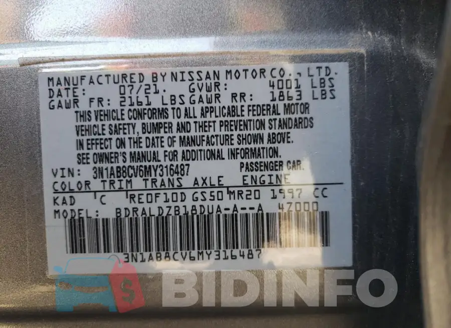 3N1AB8CV6MY316487 Photo# 12