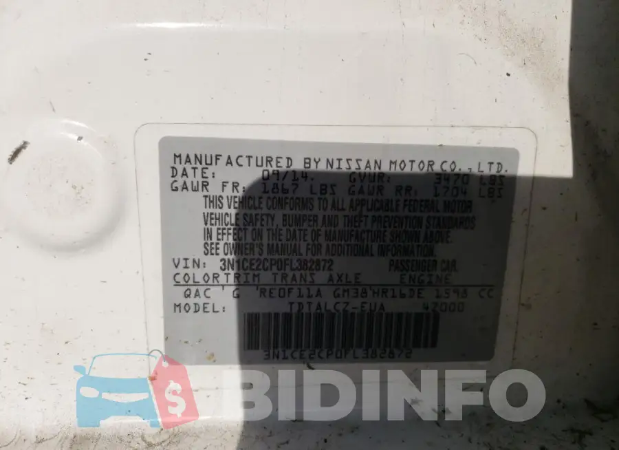 3N1CE2CP0FL382872 Photo# 12