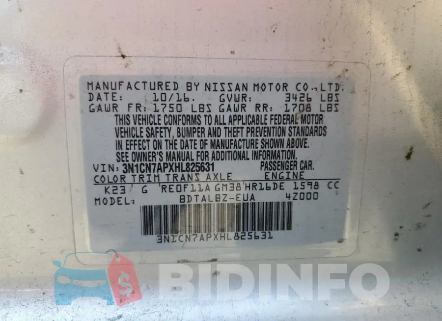 3N1CN7APXHL825631 Photo# 12
