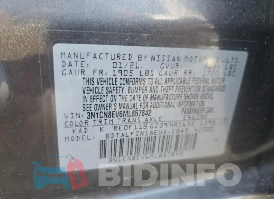 3N1CN8EV6ML857842 Photo# 12