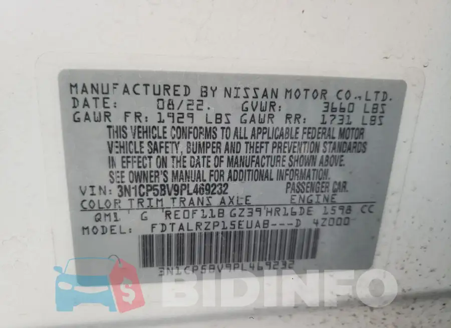 3N1CP5BV9PL469232 Photo# 14