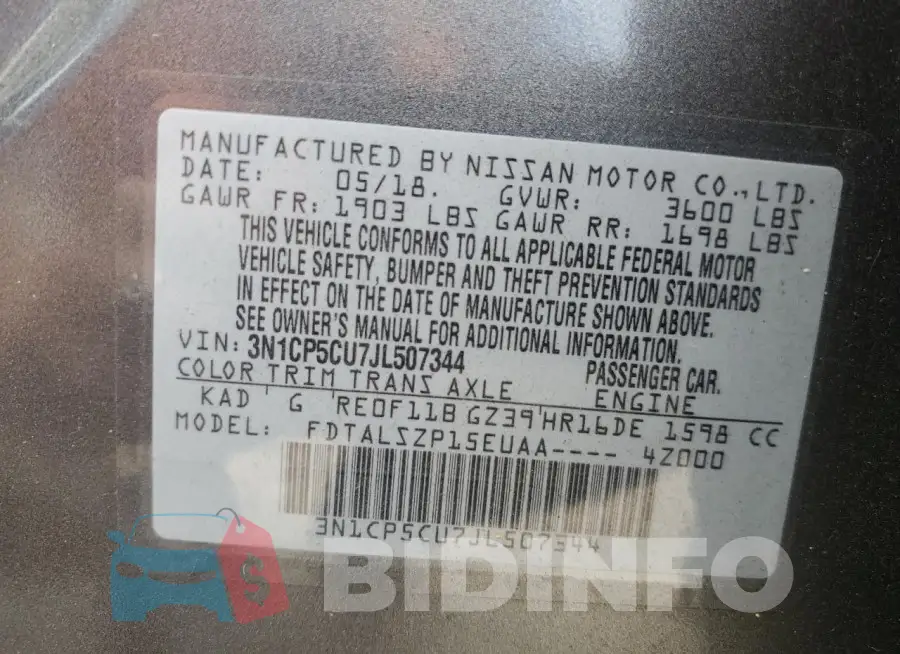 3N1CP5CU7JL507344 Photo# 12