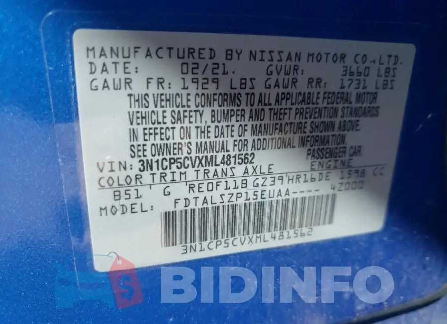 3N1CP5CVXML481562 Photo# 13