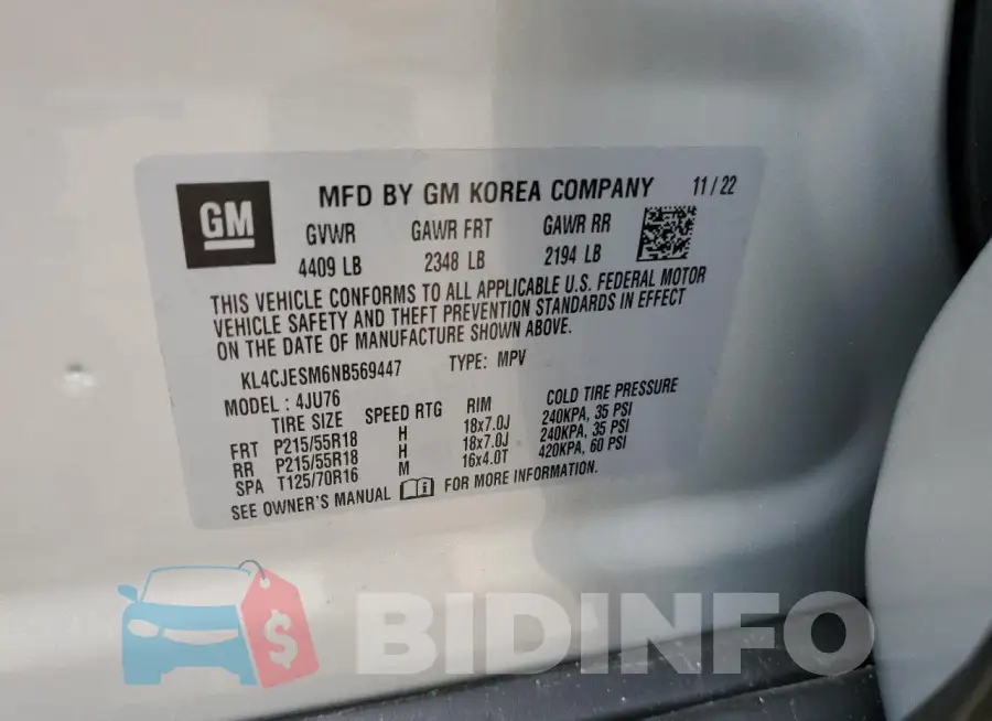 KL4CJESM6NB569447 Photo# 13