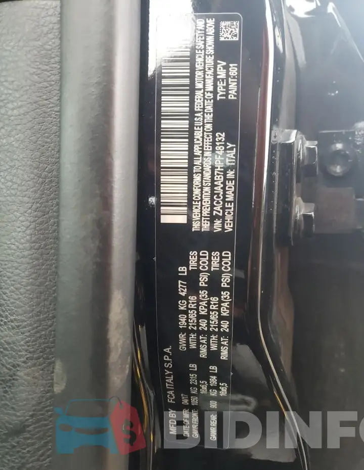 ZACCJAAB7HPF48132 Photo# 12