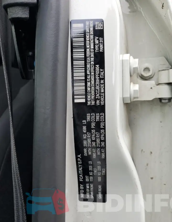ZACCJBCB9HPF65954 Photo# 12