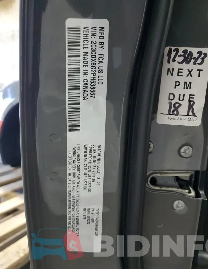 2C3CDXBG2PH638667 Photo# 12