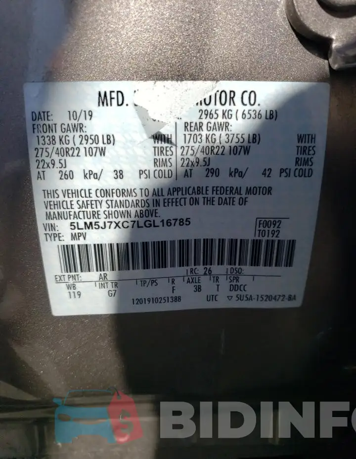 5LM5J7XC7LGL16785 Photo# 12