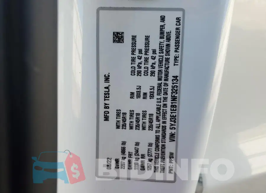 5YJ3E1EB1NF325134 Photo# 13