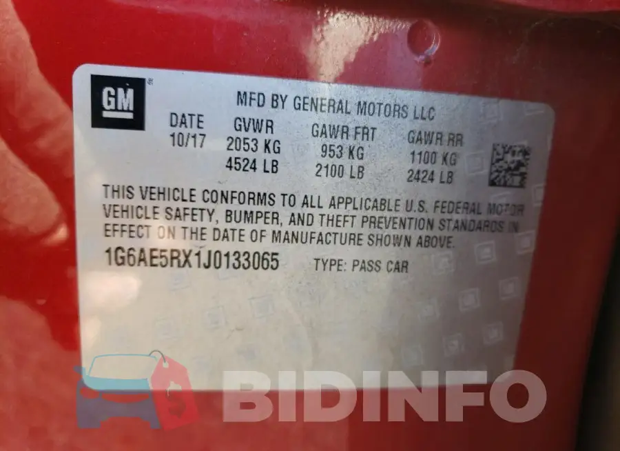 1G6AE5RX1J0133065 Photo# 12