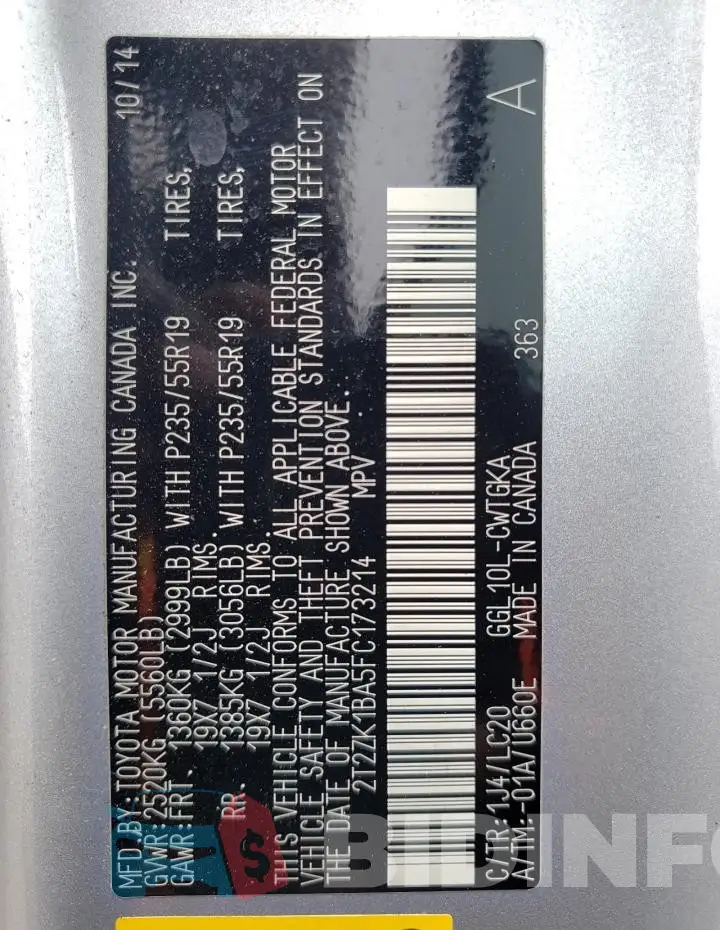 2T2ZK1BA5FC173214 Photo# 14