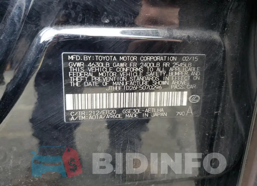JTHBF1D26F5070296 Photo# 12
